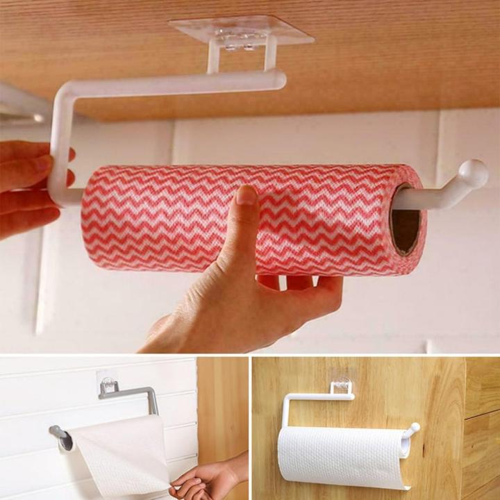 Kitchen Paper Roll Holder Towel Rack Cabinet Rag Rack Bathroom Storage Rack Household