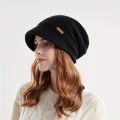 1pcs Warm And Stylish Winter Baggy Beanie Hat With Brim For Women.