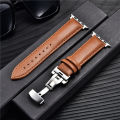 Leather Watch Straps for Apple Watch ultra 8 7 6 SE 5 4 3 Butterfly Buckle Watchband For Apple Watch series 38mm 40mm 41mm 42mm 44mm 45mm 49mm WatchBand for iwatch. 