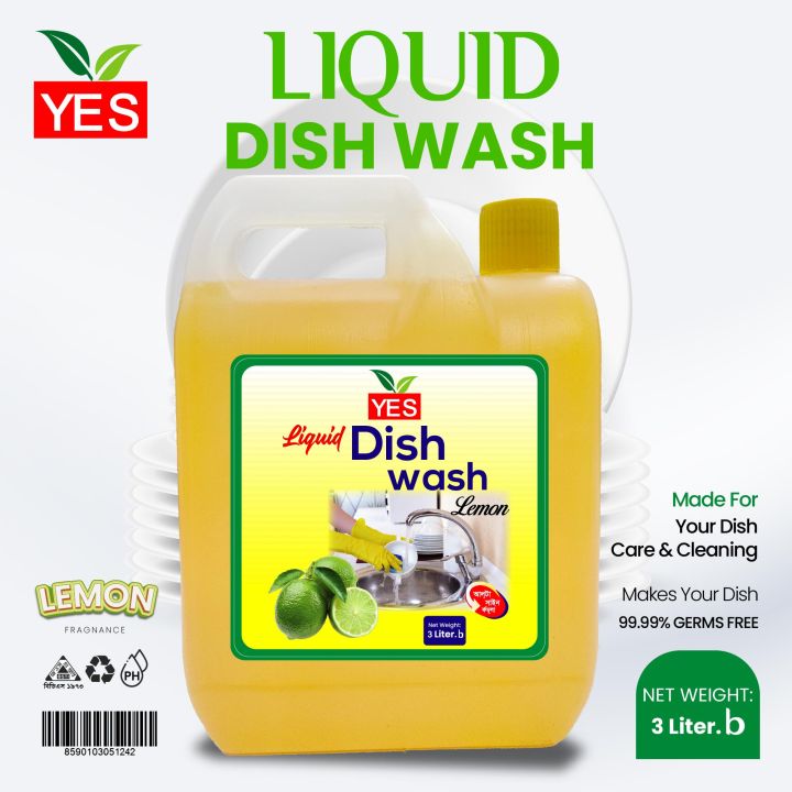 Yes Dishwash Liquid Lemon  - 3Ltr.