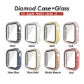 Diamond Cover+Glass for Apple Watch SE Series 7 6 4 3 5 2 Bling Case For Iwatch 41 45mm 38 42mm 40 44mm Women Watch Accessories. 