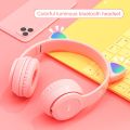 Headphones RGB Cute Cat Wireless Kids Headphones with Mic, Stereo PC Gamer Headsets for Girls Children Mobile Phone Gaming Earphone Bluetooth.