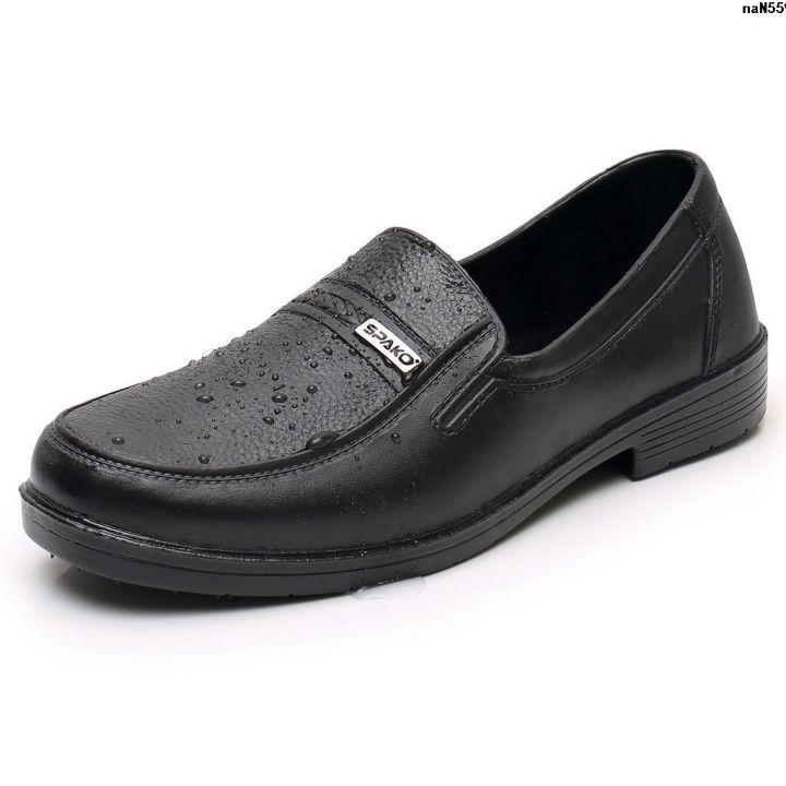 Work Rain Boots Soft Bottom Oil-Proof Shoes Chef Leather Shoes