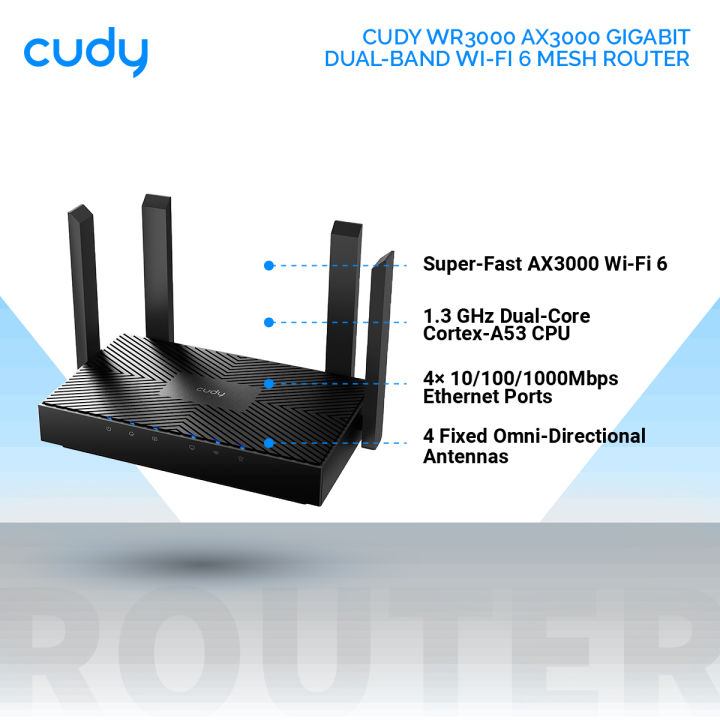 Cudy%20WR3000%20AX3000%20Gigabit%20Dual-Band%20Wi-Fi%206%20Mesh%20Router%20-%20Black%20-%20Image%202