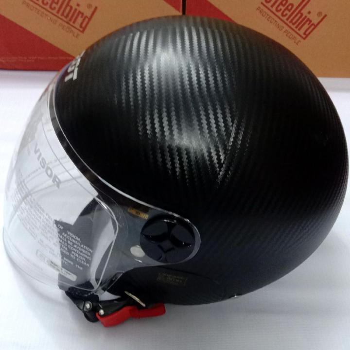 Steelbird Halfface Black Colour Helmet For 5-14 Years Children For Ridng Bike,
