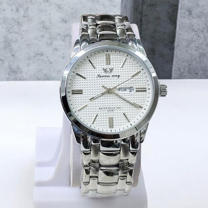 SUCCESS-WAY-261 Wrist Watch For Men High Quality Waterproof Full Stainless Steel Active Day and Date Slim Fitting Fashionable Formal Gents Watch