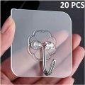 Strong Hook 20 pcs Waterproof Transparent Wall Sticker Hanger Glue Hook Storage Rack Free Punching Bathroom Kitchen Tool. 