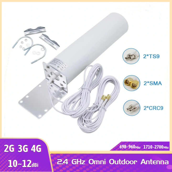 12dBi 2G 3G 4G LTE Omni Antenna 4G Antenna CRC9 SMA TS9 2.4Ghz Exterior Ceilling 5m Cable 698-2700MHz Indoor Outdoor Antenna