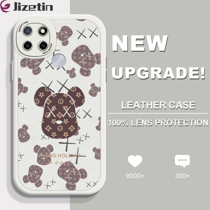 Jizetin%20for%20Realme%20C25%20/%20C25S%20/%20C12%20/%20Narzo%2020%20/%20Narzo%2030A%20Back%20Cover%20Luxury%20Brand%20Bear%20Lambskin%20Texture%20PU%20Leather%20Back%20For%20Girls%20Boys%20Soft%20Phone%20Case%20-%20Image%202