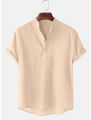 HUILISHI 5 COLOUR Chinese collar men's short-sleeved cotton shirt polo shirt. 