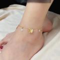 OIMG 316L Stainless Steel Gold Plated Not Fade Korean Sweet Frosting Butterfly Anklet for Women Girl Foot Accessories Waterproof. 