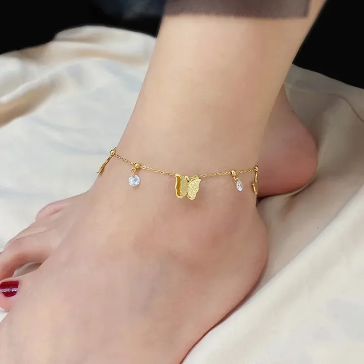 OIMG%20316L%20Stainless%20Steel%20Gold%20Plated%20Not%20Fade%20Korean%20Sweet%20Frosting%20Butterfly%20Anklet%20for%20Women%20Girl%20Foot%20Accessories%20Waterproof%20-%20Image%203