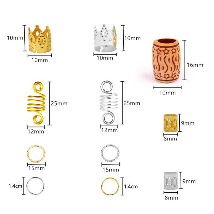 60-170pcs%20Hair%20Braid%20Dreadlock%20Beads%20Cuffs%20Clips%20Braid%20Spiral%20Braid%20Hair%20Extension%20for%20Accessories%20Hair%20Ring%20Mixing%20-%20Image%202