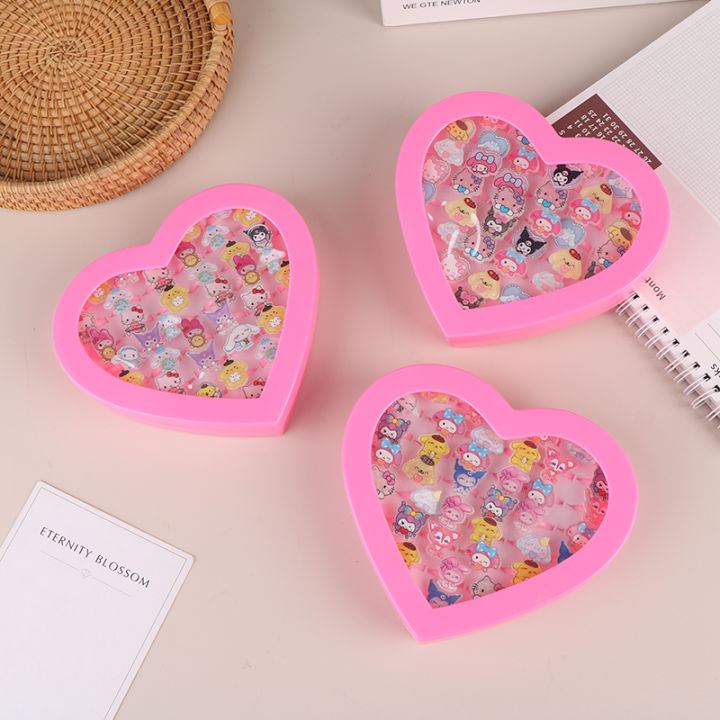 36Pcs/box%20Sanrio%20Hello%20Kitty%20Kid%20Ring%20Kids%20Adjustable%20Baby%20Rings%20Fashion%20Cartoon%20Children%20Rings%20With%20Heart%20Box%20Party%20Gift%20-%20Image%206