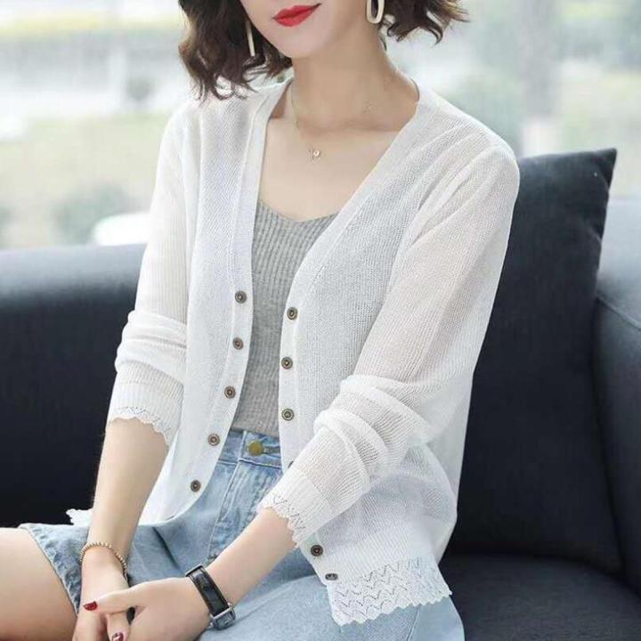 New 2022 Autumn Summer Cardigan Women Hollow Out Shawl