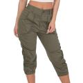 Cropped Rrousers 2021 Summer Women's Casual Harem Pants Beam Foot Pants Pocket Loose Fashion High Waist Solid Color Capris 3.