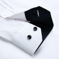 Men's Semi-formal Color Matching Long Sleeve Dress Shirt Comfy Regular Fit Button Up Classic Shirts For Business Activities.