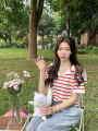 Summer Sweet Japanese Sailor Collar Ice Silk Stripes Knitted Short Sleeve T T-shirt Design Hot Girl Casual Top.