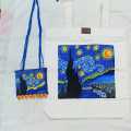 Full Starry Night Hand Painted Tote Bag. 