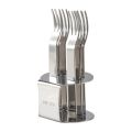 Creative Stainless Steel Fruit Fork Set with Stand Modern Cake Fork Three Toothed Portable Dessert Fork Cake. 