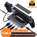 USB C Docking Station for Steam Deck Nintend Switch M.2 SSD HUB Type C to 4K@60Hz HDMI-compatible Gigabit Ethernet USB3.0 Hub. 