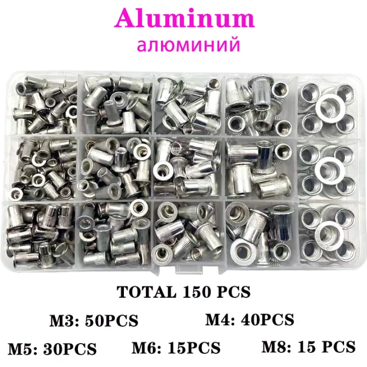 150%20Pcs%20Rivet%20Nut%20Thread%20Insert%20Stainless%20Steel%20Rivet%20Nut%20With%20Threaded%20Retainer%20Mechanical%20Tools%20Clamping%20Lever%20Rivet%20Nut%20Set%20-%20Image%206