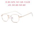 Anti-blue Light Anti-radiation Computer Prescription Glasses Frame Women Metal Rose Gold Short-sight Eyewear 0 -0.5 -0.75 To -6.