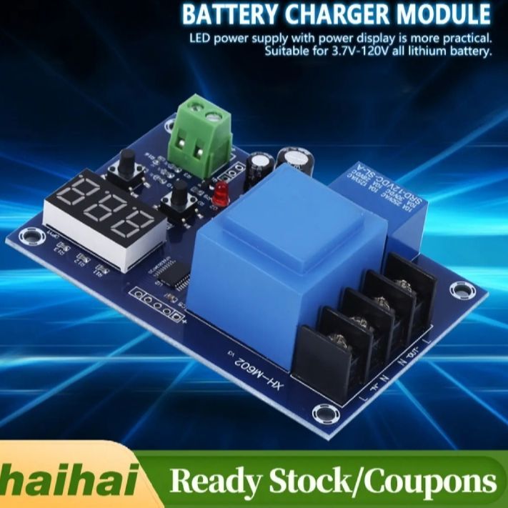 XH-M602 / HW-631 Digital Control Battery Charging Control Module AC 220V Lithium Storage Battery Charger Control Switch Protection Board for 3.7V to 120V DC