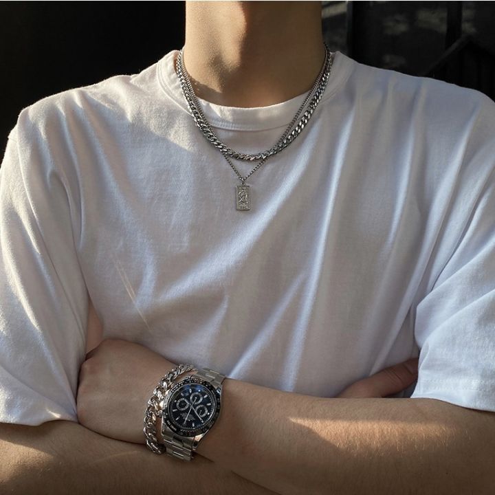 %E3%80%90Ready%20Stock%E3%80%91%20Love2Self%20X080%20Stainless%20Steel%20Non%20Tarnish%20Chain%20Necklace%20Double%20Layered%20Protrait%20Pendant%20Necklace%20for%20Men%20and%20Women%20-%20Image%203
