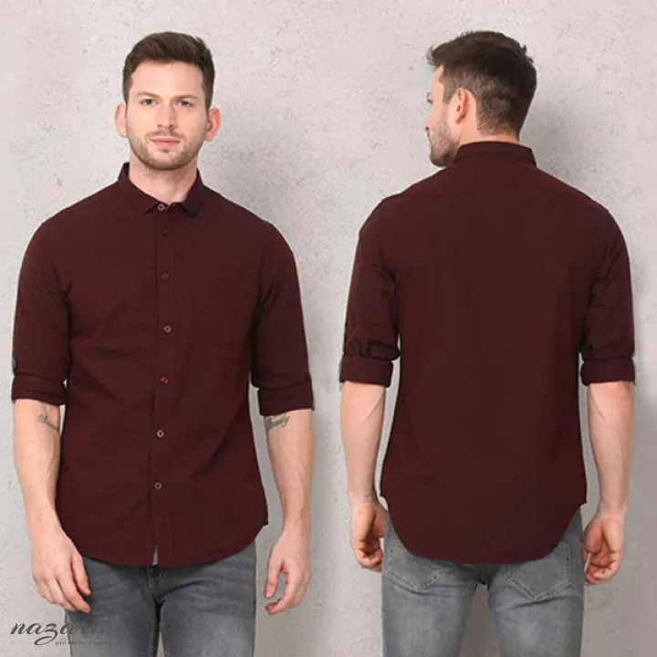 Maroon%20Cotton%20Casual%20Shirt%20for%20Men%20-%20Image%203