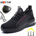 【selevn roind】 Breathable Men Work Safety Shoes Anti-smashing Steel Toe Cap Working Boots Construction Indestructible Work Sneakers Men Shoes.