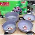 Kiam Non Stick 7 In 1 Piece Non-Induction Cookware Set Marble Coating Layers For Superior. 