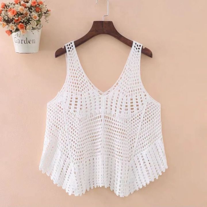 Women's%20Crocheted%20Hollow-out%20Knitted%20Vest%20Jacket%20Summer%20New%20Korean%20Style%20Retro%20Loose%20Sleeveless%20Sling%20Blouse%20-%20Image%202