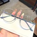 Clear Glasses Women Polygonal Metal Frame Eye Glasses 0 Flat Mirror Girls eyewear Anti Blue Light Glasses Fashion Eyeglasses. 