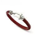 8mm Genuine Leather Men Bracelet 316L Stainless Steel Lobster OT Clasp Bracelet Retro Bangles Jewelry. 