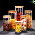 Eco-friendly Glass jar Sleek Transparent Bamboo lid Airtight Versatile Sealed canister for Kitchen accessories Loose tea. 