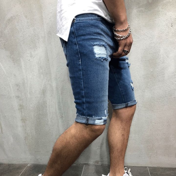 Mens%20Denim%20Chino%20Shorts%20Super%20STRETCH%20Skinny%20Slim%20Summer%20Half%20Pant%20Cargo%20Jeans%20-%20Image%205