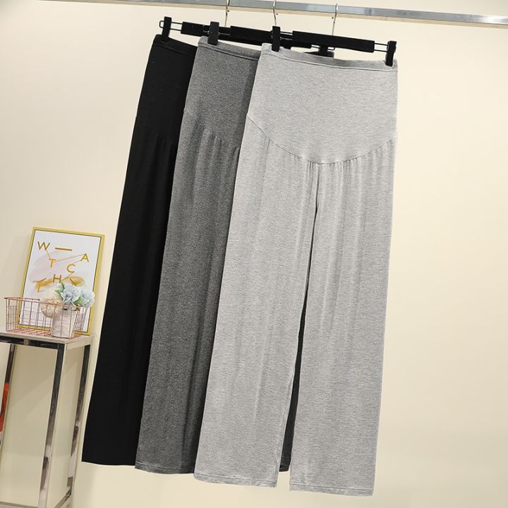 Pregnant%20women%20summer%20thin%20cotton%20wide%20legs%20pants%20loose%20maternity%20abdomen%20trousers%20high%20waist%20pregnancy%20full%20length%20belly%20pants%20-%20Image%205
