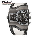 Oulm Quartz Watch Distinctive Men's Watch Double Time Zone Fashion Large Dial Belt Men's Watch Cross Border Ins Style.