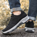 Summer New Hiking Boots Outdoor Men's Air Cushion Thick-soled Casual Shoes Flying Weaving Fabric Workwear Breathable Sneakers.