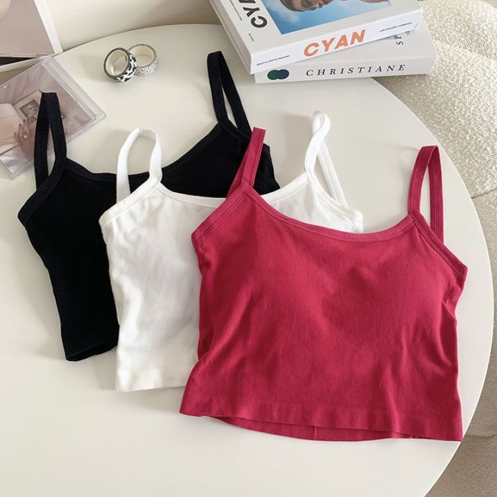Pure Desire Style New Beauty Back Camisole Girls Inner Wear One-Piece Chest Pad Bottoming Underwear Outer Wear Wrapped Chest Tube Top Fashion