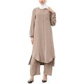 Womens Abaya 2-Piece Set Semi Formal Dubai Kaftan Fall Loose Long Sleeve Black Muslim Robe with Pants for Womens. 