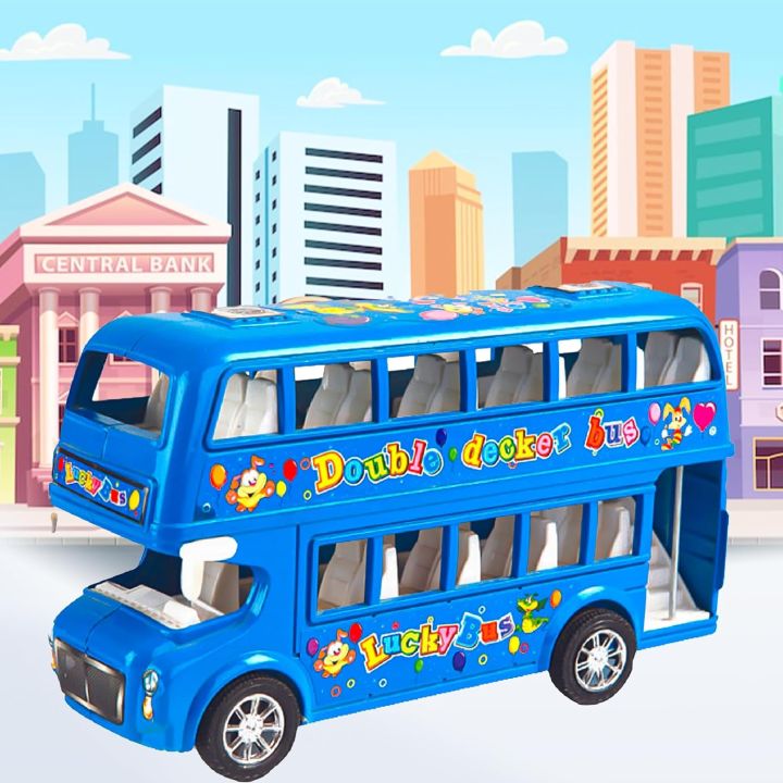Plastic Model bus Double decker bus toy multicolor push and go bus toy multiexel model bus