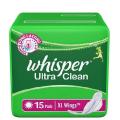 International Whisper Ultra Clean 15 Pads XL Sanitary Napkin. 