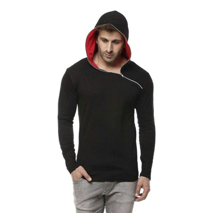 Black Cotton Long Sleeve Hoodie For Men - Hoodie For Men