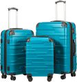 Coolife Luggage Expandable(only 28) Suitcase 3 Piece Set with TSA Lock Spinner 20in24in28in (lake blue). 