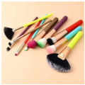 Kabuki Ultra Soft Makeup Brushes Set Of 10 Pieces Brush Colorful Multicolor Makeup Brush. 