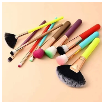 Kabuki Ultra Soft Makeup Brushes Set Of 10 Pieces Brush Colorful Multicolor Makeup Brush