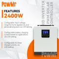 PowMr PWM 2400W Hybrid Solar Inverter 50/60hz Off Grid Sine Wave Inverter Built-in 50A solar charge controller support 24V Lifepo4 battery. 