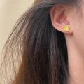 Golden Flower Stud Earrings Feminine Temperament Sense of Luxury 2023 New Trendy Ins Style Earrings Earrings Douyin Live Broadcast. 
